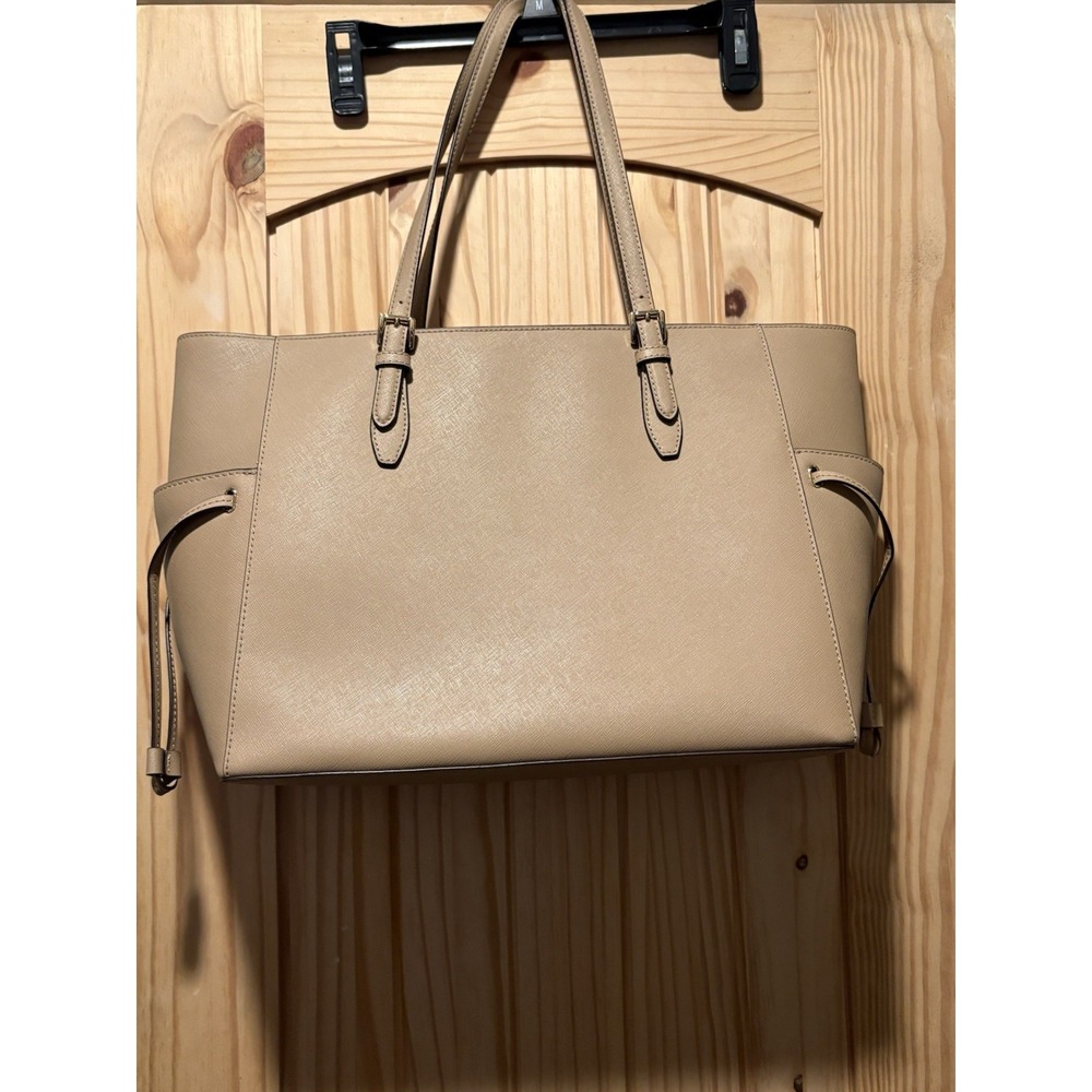 Michael Kors Large Jet Set Travel Tote Beige Taupe Saffiano Leather Shoulder Bag - Picture 4 of 6